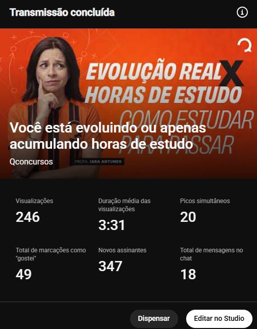 Transmissão concluída: Evolução real