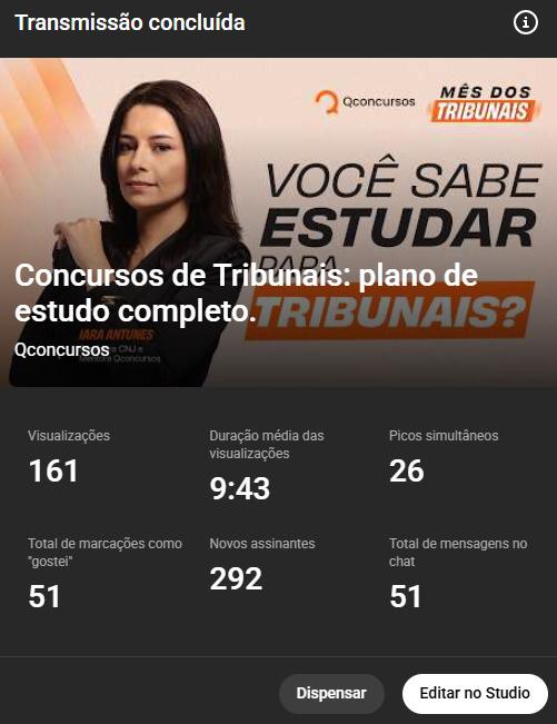 Transmissão concluída: Concursos de Tribunais